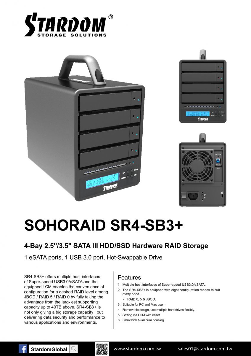 大人の上質  STARDOM SOHORAID SR4-SB3 USB3.0/eSATA（STARDOM::Mobile） ドライブケース